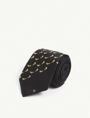 FENDI Monster Eyes slim blade silk tie Selfridges