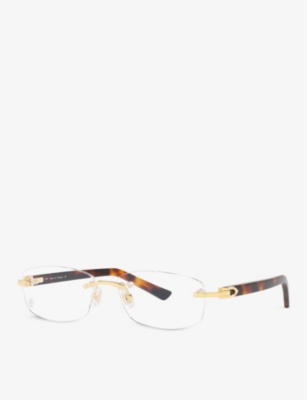 Cartier Womens Gold Shiny Ct0048o Rectangle-frame Metal Eyeglasses In Gold Shiny
