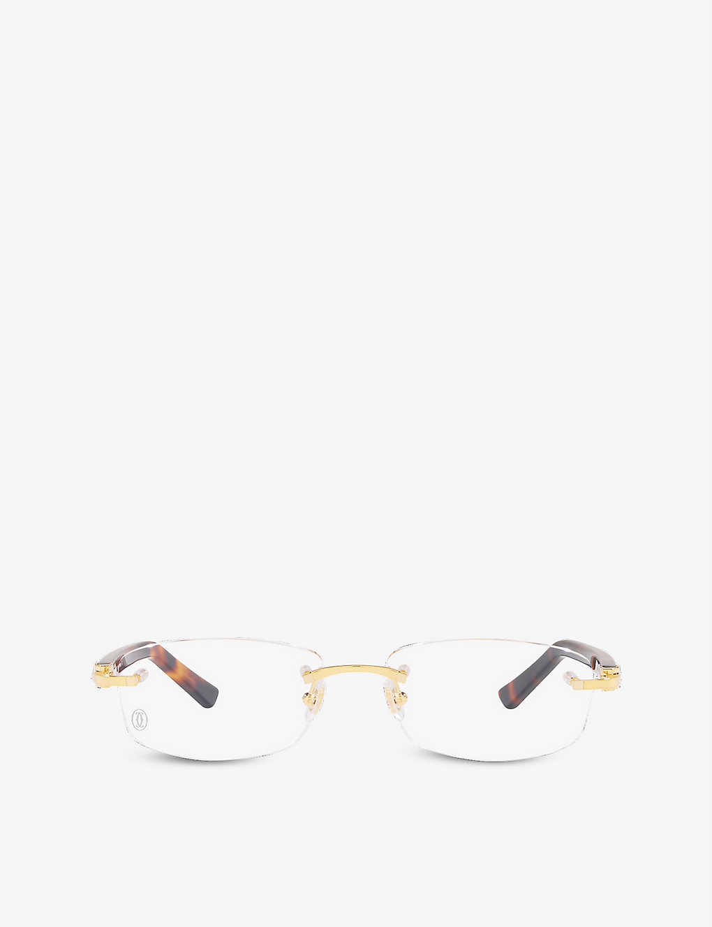 Cartier Womens Gold Shiny Ct0048o Rectangle-frame Metal Eyeglasses