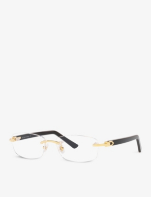 Cartier Womens Gold Shiny Ct0048o Rectangle-frame Metal Eyeglasses In Gold Shiny