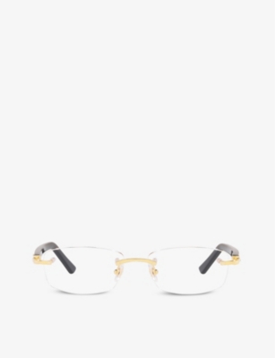 CARTIER CT0048O rectangle frame metal eyeglasses Selfridges