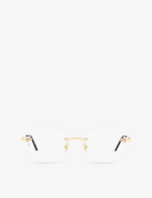 Cartier Gold Signature C Rectangular Metal Glasses In Gold