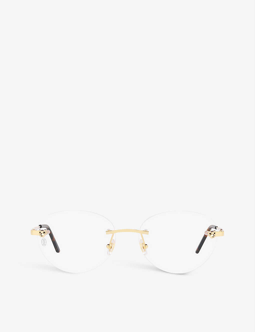 Cartier Womens Gold Ct0028o Oval-frame Metal Glasses