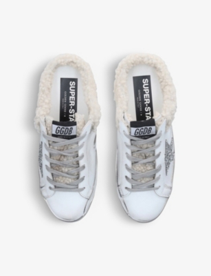 Shop Golden Goose Women's White/oth Superstar Sabot 10224 Leather And Shearling Trainers