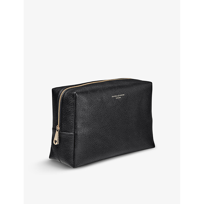 Shop Aspinal Of London Black London Large Grained-leather Case