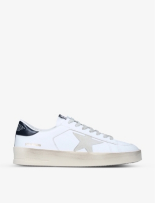 Shop Golden Goose Mens White/blk Men's Stardan Low-top Leather Trainers