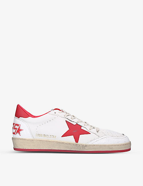 GOLDEN GOOSE: Men's Ball Star metallic distressed leather low-top trainers