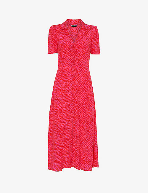 WHISTLES: Rowan graphic-print woven midi dress