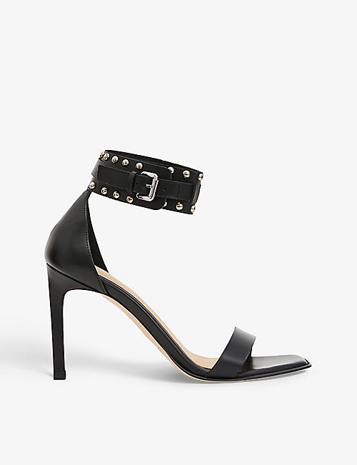ALLSAINTS: Alma studded leather heeled sandals