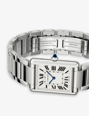 Shop Cartier Mens Steel Crwsta0052 Tank Must Large Stainless-steel Quartz Watch