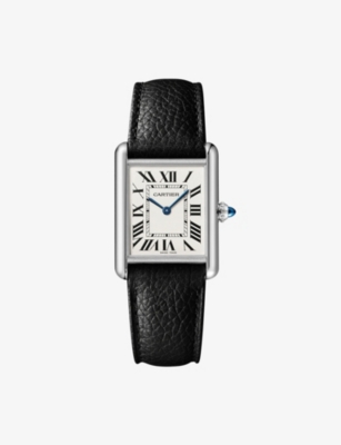Cartier Stainless Steel Tank Must Watch In Steel/ Black