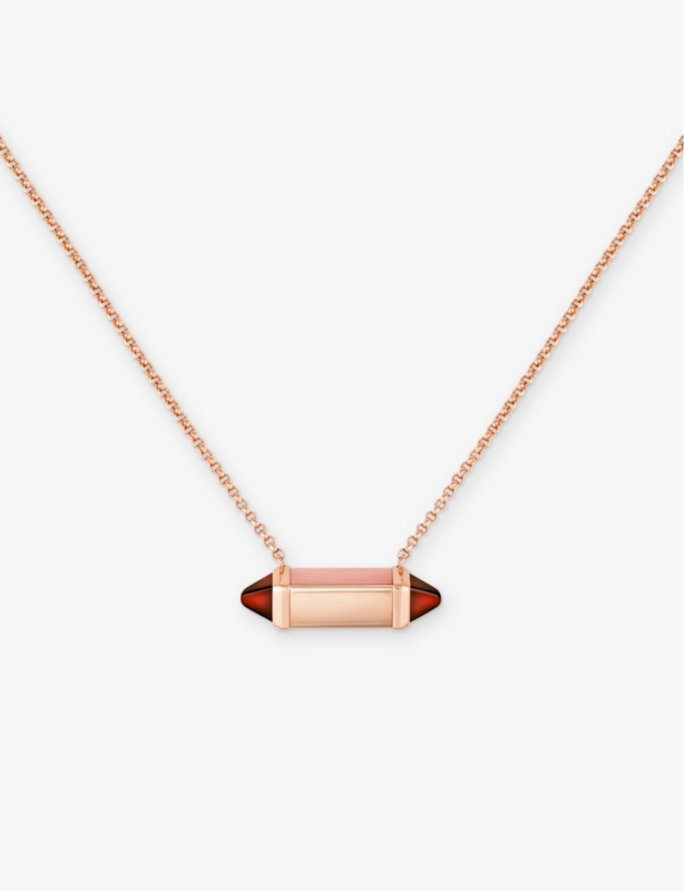 Les Berlingots de Cartier medium 18ct rose-gold, pink chalcedony and garnet pendant necklace
