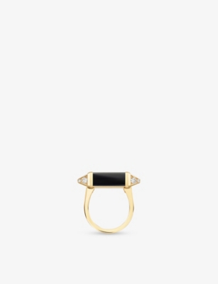 CARTIER: Les Berlingots de Cartier 18ct yellow-gold, 0.33ct brilliant-cut diamond and onyx cocktail ring