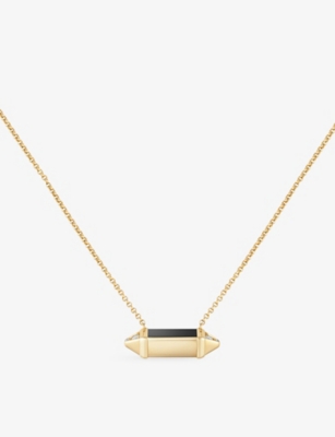 CARTIER: Les Berlingots de Cartier medium 18ct yellow-gold, 0.33ct brilliant-cut diamond and onyx pendant necklace