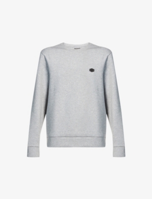 Brand-badge cotton-blend jersey sweatshirt