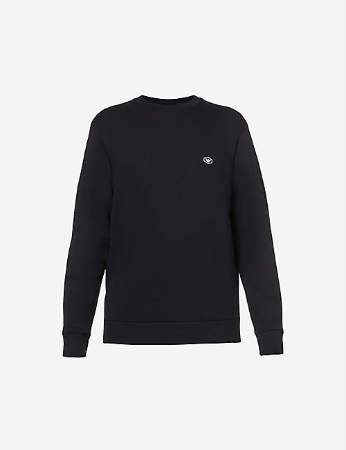 EMPORIO ARMANI: Brand-badge cotton-blend jersey sweatshirt