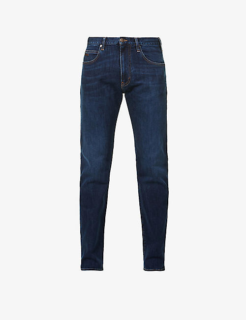 EMPORIO ARMANI: Straight-leg mid-rise stretch-denim jeans