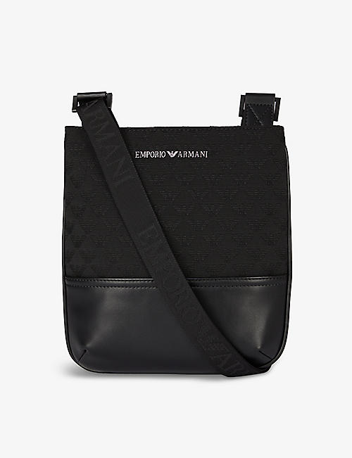 EMPORIO ARMANI: Flat monogrammed jacquard nylon cross-body bag