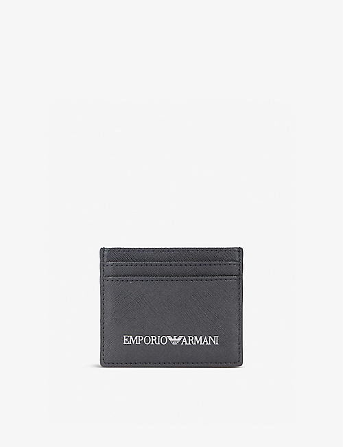 EMPORIO ARMANI: Logo-embossed faux-leather card holder
