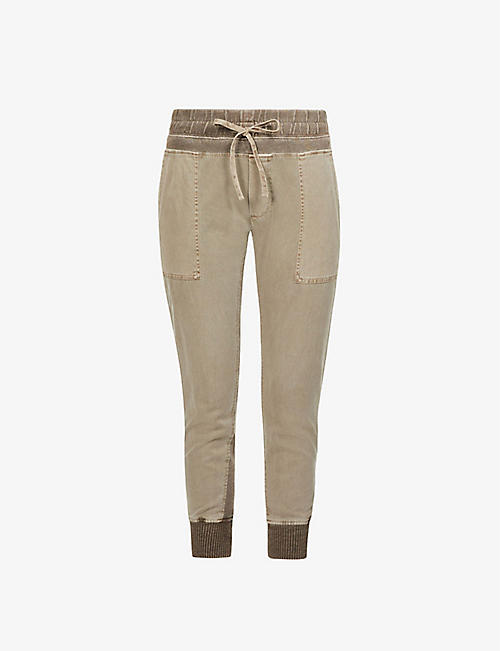 JAMES PERSE: High-rise regular-fit cotton-blend trousers