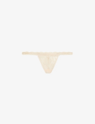 Hanky Panky Signature Mid-rise Stretch-lace Thong In Chai