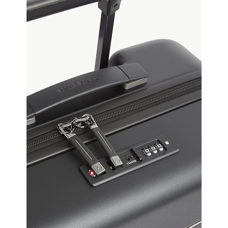 Shop Samsonite Neopod Spinner Hard Case 4 Wheel Recycled-plastic Expandable Cabin Suitcase 55cm In Black