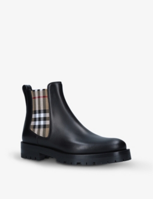 BURBERRY Allostock Vintage check-detail leather Chelsea boots