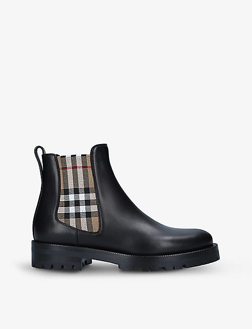 BURBERRY: Allostock Vintage check-detail leather Chelsea boots
