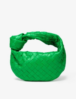 Shop Bottega Veneta Womens Green Mini Jodie Intrecciato Leather Top-handle Bag