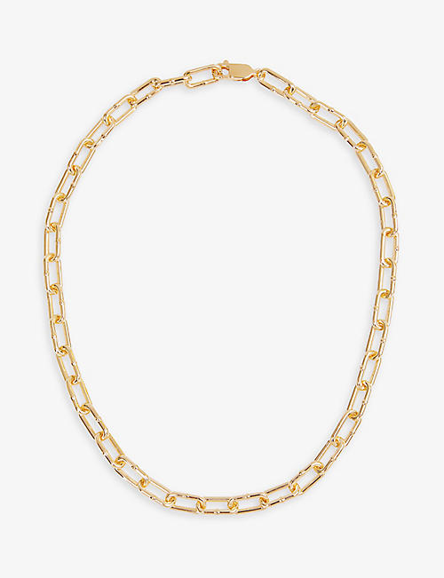 BOTTEGA VENETA: Chains 18ct yellow gold-plated sterling-silver necklace