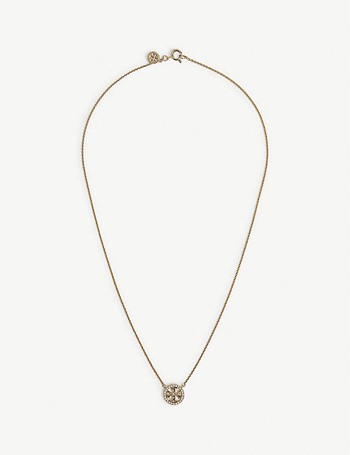 TORY BURCH: Miller brass and Swarovski-crystal necklace
