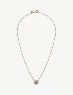 Tory Burch Miller Brass And Swarovski-crystal Necklace In Tory Gold/crystal