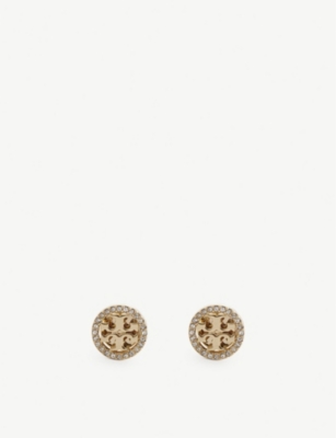 TORY BURCH - Miller brass, titanium and crystal stud earrings |  