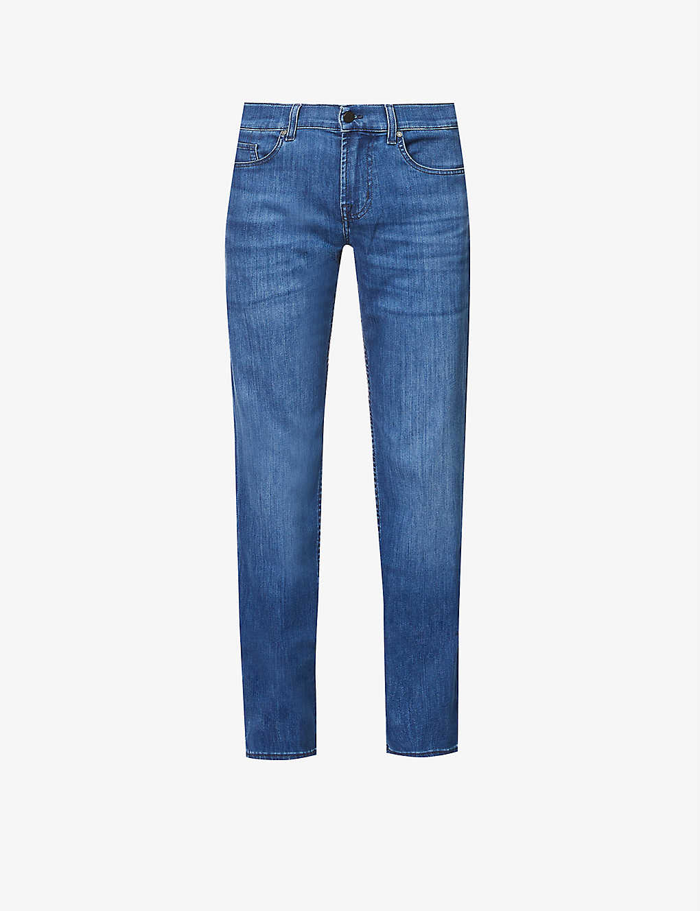 7 For All Mankind Standard Luxe Performance Regular-fit Straight-leg Stretch-denim Jeans In Mid Blue