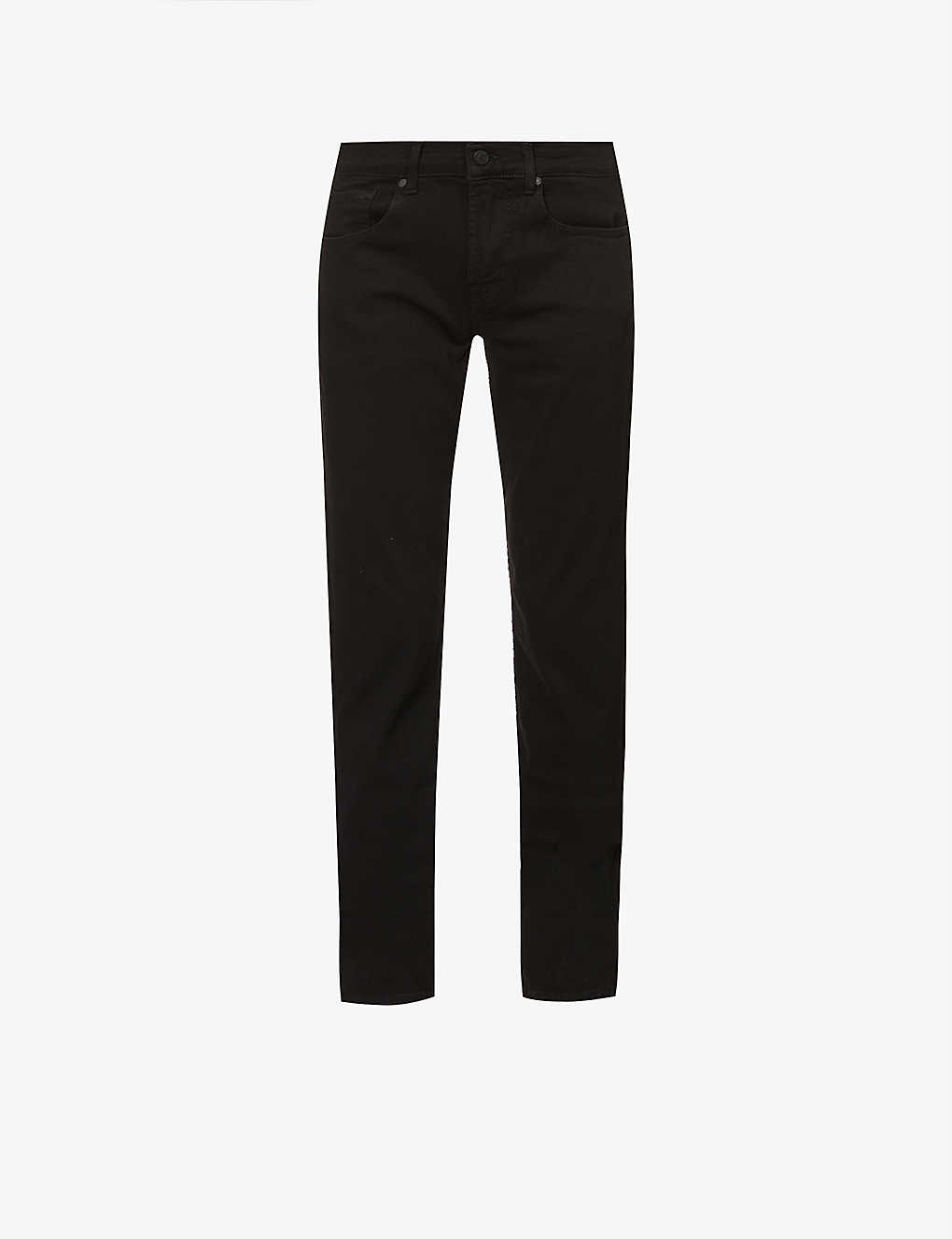 Shop 7 For All Mankind Men's Black Standard Luxe Performance Slim-fit Straight-leg Stretch-denim Jeans