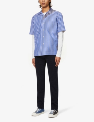 7 For All Mankind Ens Black Standard Luxe Performance Slim-fit Straight-leg Stretch-denim Jeans In Black