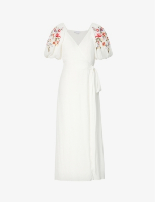 NEVER FULLY DRESSED - Meadow embroidered sleeve cotton maxi dress |  Selfridges.com