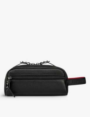 Christian Louboutin Black/black Blaster Spike-embellished Leather Pouch