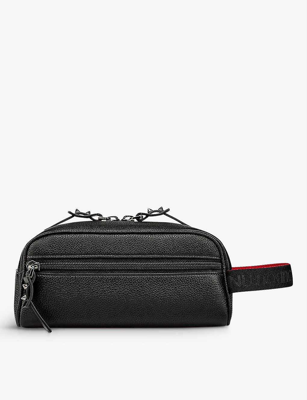 Christian Louboutin Black/black Blaster Spike-embellished Leather Pouch