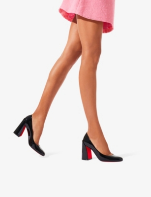 Christian Louboutin Miss Sab 85 Patent-leather Courts In Black