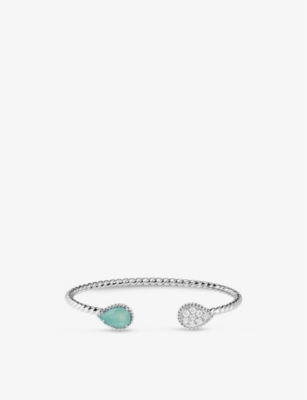 Shop Boucheron Serpent Bohème 18ct White-gold, 1.1ct Aquaprase Bracelet White Gold In Silver