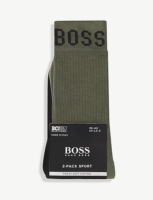 BOSS: Branded stretch cotton-blend socks pack of two