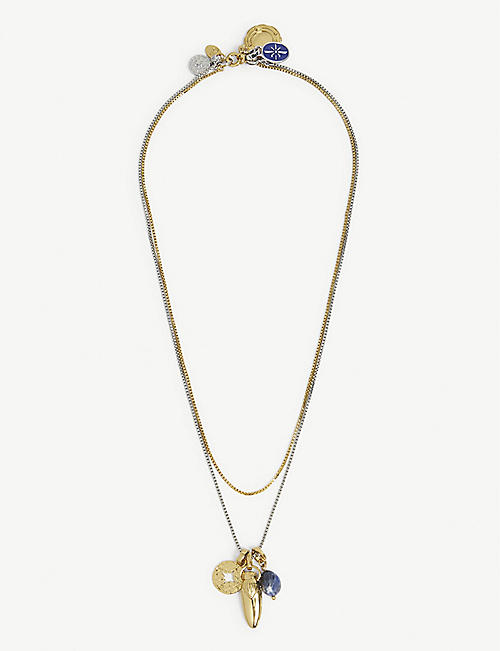 CLAUDIE PIERLOT: Pendant dual-toned brass necklace