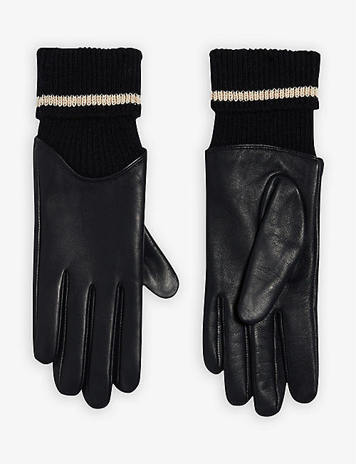 CLAUDIE PIERLOT: Acores leather and wool-blend gloves