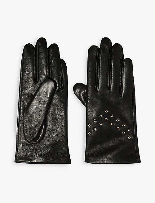 CLAUDIE PIERLOT: Amilla eyelet-detail leather gloves