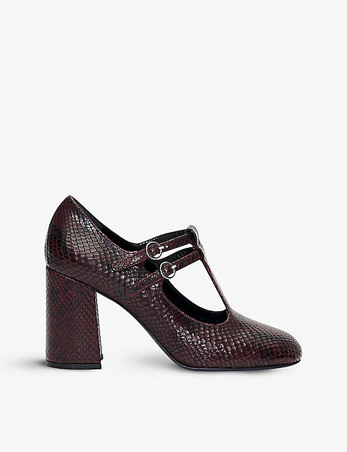 CLAUDIE PIERLOT: Python-embossed leather heeled courts