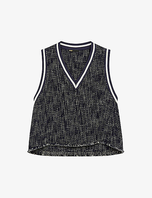 MAJE: Lilaga tweed vest top