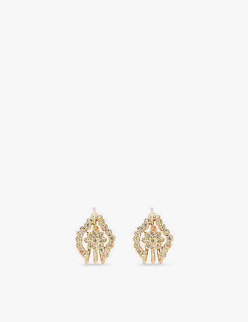 MAJE: Floral crystal-embellished brass earrings