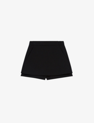 Maje Pamo Skirt-style Shorts In Noir / Gris