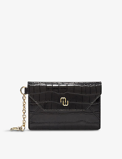 MAJE: Croc-embossed chain leather purse